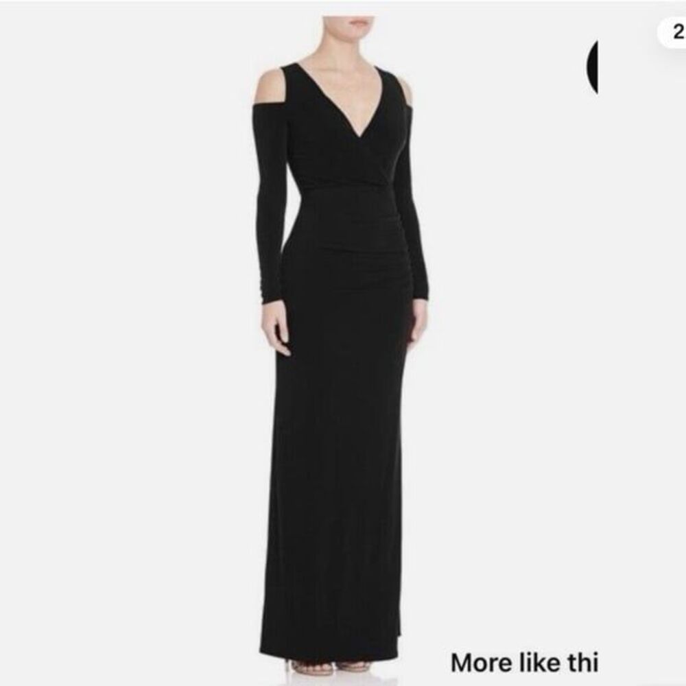 LAUNDRY BY SHELLI SEGAL Cold Shoulder Jersey Gown (Size 4) Black